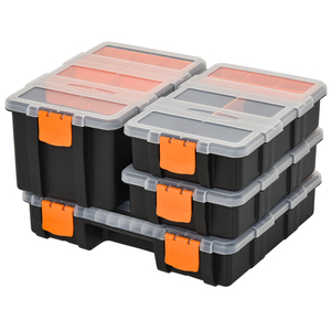 DURHAND 4PCS Werkzeugaufbewahrung Box Multifunktionales Werkzeugbox Sortierkasten Kleinteilemagazin Teile Kunststoff Orange+Schwarz 28,7 x 22,5 x 5,5