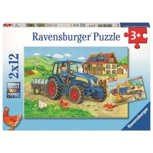 Puzzle-Box - Baustelle und Bauernhof - 2x 12 Teile