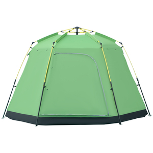 Outsunny Camping Zelt 6 Personen Zelt Familienzelt Kuppelzelt PU2000mm einfache Einrichtung für Trekking Stahl Glasfaser Grün 320 x 320 x 180 cm