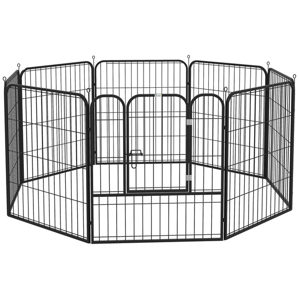 Bild 1 von PawHut Welpenauslauf Freigehege Laufstall für Haustier Laufgitter Laufstall Hundegehege individuell gestaltbare Form mit Tür Metall 79 x 79 cm Schwarz