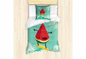 Bettwäsche »Milbensicher Allergiker geeignet mit Kissenbezug«, Abakuhaus, Surfen Wassermelone auf den Wellen