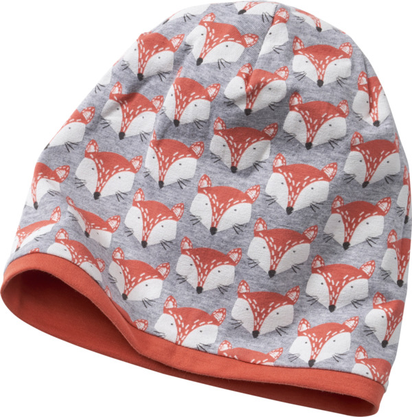 Bild 1 von ALANA Mütze zum Wenden mit Fuchs-Muster, grau & orange, Gr. 52/53