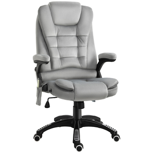 Vinsetto Bürostuhl mit Massagefunktion, Gaming Stuhl, höhenverstellbarer Chefsessel, ergonomischer Drehstuhl, PU-Räder, Grau, 67 x 74 x 107-116 cm