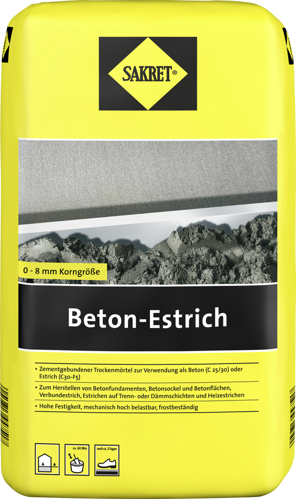 Bild 1 von Sakret Beton-Estrich 10 kg Sack grau 8,0 mm