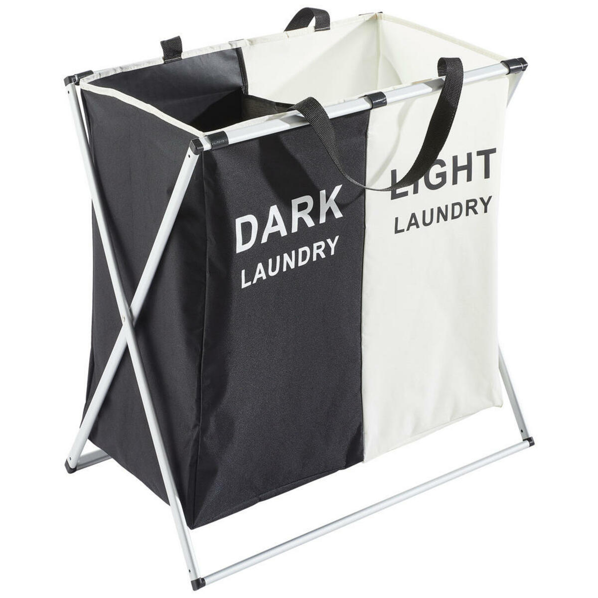Bild 1 von Landscape Wäschekorb, Schwarz, Weiß, Metall, Textil, 128.25 L, rechteckig, 39x58x59 cm, zusammenfaltbar, Badaccessoires, Wäschesäcke & Tonnen