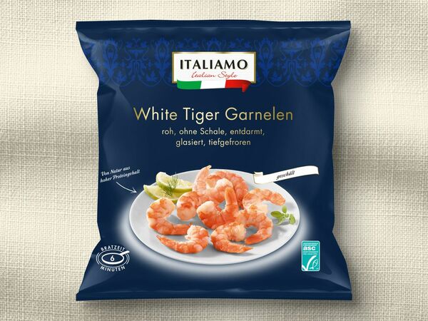 Bild 1 von Italiamo ASC White Tiger Garnelen, 
         800 g; Abtropfgewicht: 720 g