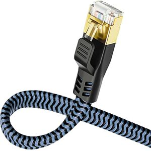 Ethernet Kabel 15m Flach CAT 8 Kabel 15m WLAN Kabel 15m Hochgeschwindigkeit 40Gbps 2000MHz SFTP Internet Netzwerk Kabel mit Vergoldetem RJ45 Stecker für Router, Modem, PC (15M, Blau)
