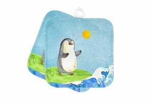 Mr. & Mrs. Panda Topflappen »Pinguin Surfer - Eisblau - Urlaub, surfen, Topflappen Set, Hawaii, Topfuntersetzer, Ofenhandschuh, Wellen, Topflappen, Portugal«, (1-tlg)