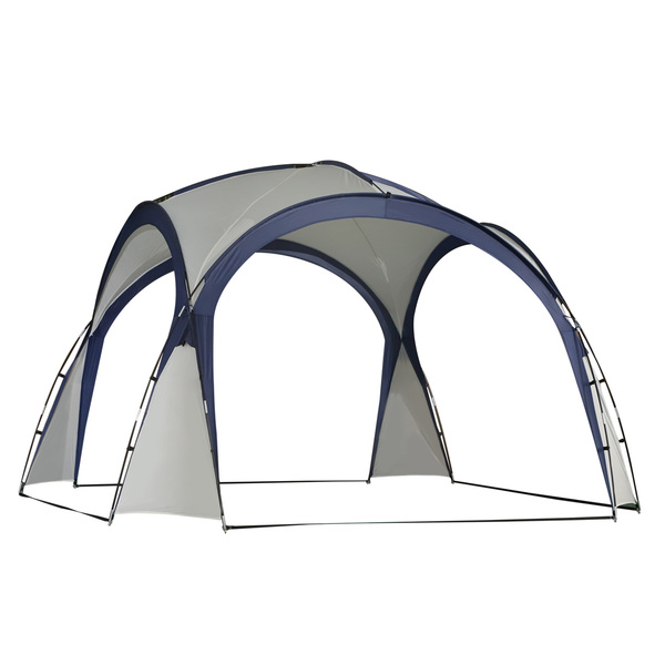Bild 1 von Outsunny Campingzelt Gartenzelt Festzelt Partyzelt Sonnenschutz wetterfest Glasfaserstange + Polyester Cremeweiß + Blau 3,5 x 3,5 x 2,3 m