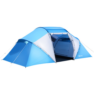 Outsunny Campingzelt Familienzelt Tunnelzelt mit 2 Schlafkabinen 4-6 Personen Blau L460 x B230 x H195cm