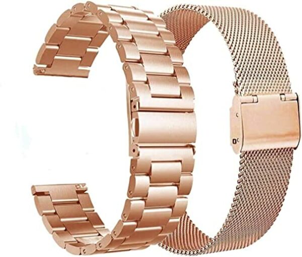 Bild 1 von VIGOSS Metall Uhrenarmband 20mm Kompatible Für Samsung Galaxy Watch 4 40 mm 44 mm/Watch 4 Classic 42 mm 46 mm/Watch 3 41mm/Active 2 40mm 44mm,2er Roségold Solide/Mesh Edelstahl Smartwatch Armband