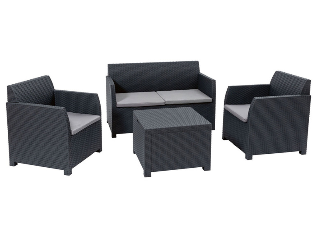 Bild 1 von Livarno Home Loungeset, 4-teilig, in Rattan-Optik, grau/anthrazit