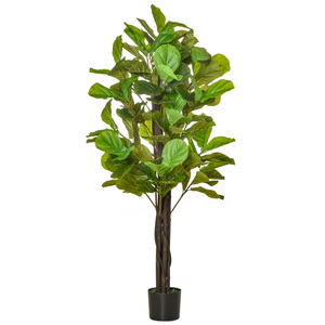 HOMCOM künstliche Pflanzen 155 cm künstlicher Feigenbaum Kunstpflanze Zimmerpflanze Dekopflanze Büropflanze Kunststofftopf für drinnen und draußen