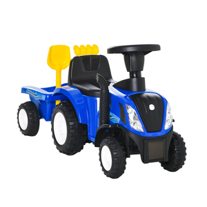 HOMCOM Kinder Rutschauto NEW HOLLAND Rutscherfahrzeug Kinderauto Kinderfahrzeug klassische Auto Laufhilfe mit Hupe Kunststoff Metall Blau