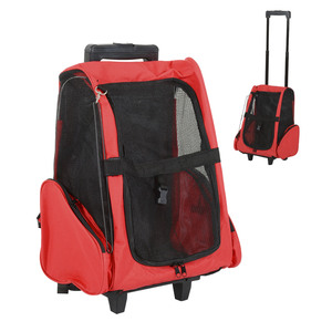 PawHut Hundetrolley Transporttasche Tragetasche für Tiere 2 in1 Rucksack und Trolley 42x25x55 Rot