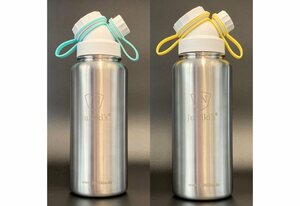 JN JuNiki´s Isolierflasche »Vakuum-isolierte Edelstahl Sportlerflasche mit 1 Liter Volumen mit Deckelhaltern in Türkis + Gelb zum Wechseln - Auslaufsicher auch bei Kohlensäure & Geschirrspüler-t