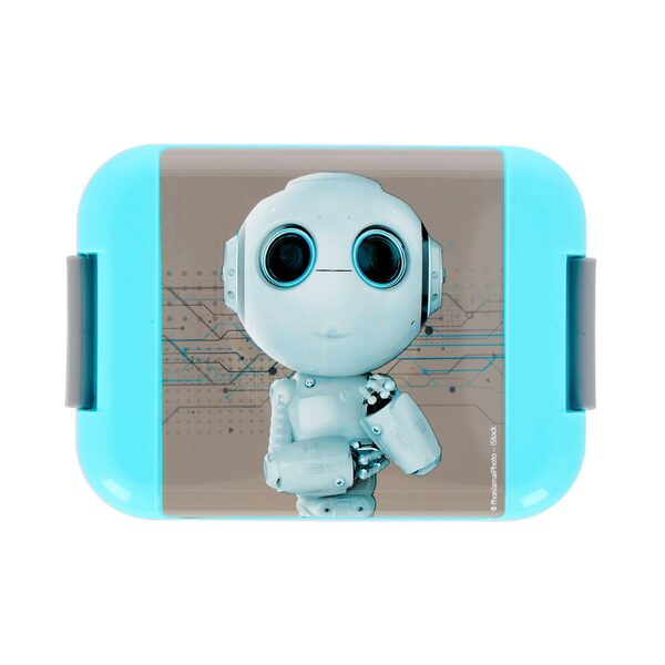 Bild 1 von Brotdose mit Motiv "Robbie Roboter", Lunchbox, Frühstücksbox, blau
