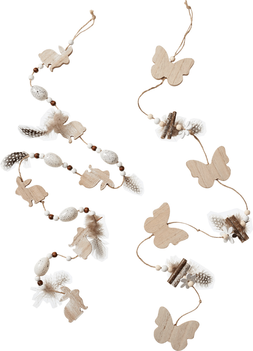 Bild 1 von Dekorieren & Einrichten Holzgirlande, Hasen & Schmetterlinge, natur-braun
