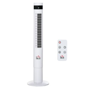 HOMCOM Turmventilator mit Fernsteuerung weiß 30 x 110 cm (ØxH) | SäulenventilatorKlimagerät Ventilator Kühlung
