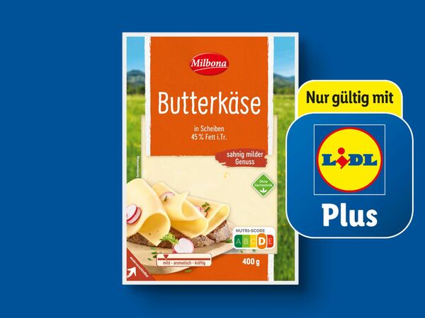 Bild 1 von Milbona Butterkäse in Scheiben, 
         400 g