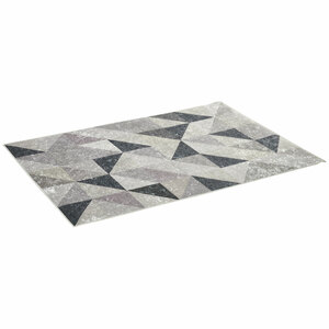 HOMCOM Teppich im Trenddesign moderner Teppich mit geometrischen Formen für Wohnzimmer Schlafzimmer Küche Polyester Grau+Schwarz+Weiß 120 x 170 cm