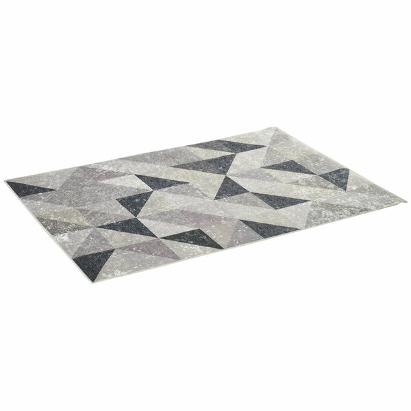 Bild 1 von HOMCOM Teppich im Trenddesign moderner Teppich mit geometrischen Formen für Wohnzimmer Schlafzimmer Küche Polyester Grau+Schwarz+Weiß 120 x 170 cm