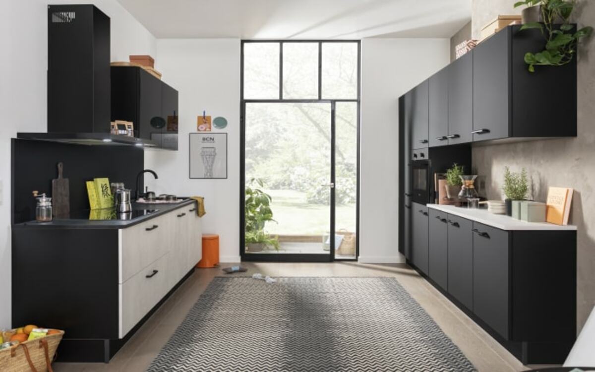 Bild 1 von Einbauküche IP 3150/IP 1200, schwarzbeton, inkl. Elektrogeräte