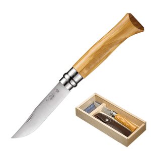 OPINEL Geschenk Set Messer No. 8 + Etui - Klappmesser Taschenmesser Oliven Holz