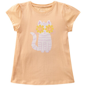 Mädchen T-Shirt mit Katzen-Print HELLORANGE