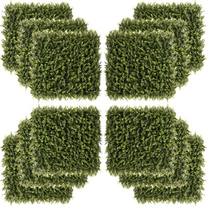 Outsunny 12 Stück künstliches Pflanzenwand Hecke 50x50 cm UV-Schutz Sichtschutz Schwimmer Gras Design Heckenpflanze für Garten Outdoor Dekor