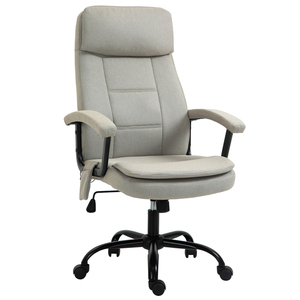 Vinsetto Bürostuhl Massage höhenverstellbarer Chefsessel Gamingstuhl mit Massagefunktion, ergonomischer Drehstuhl Massage Sessel Leinen-Gefühl Beige