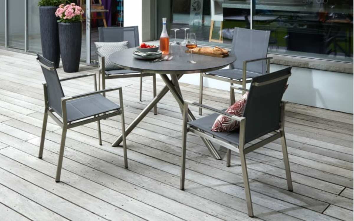 Bild 2 von Gartenstuhl Alina in grau/silber, Gestell aus Edelstahl gebürstet