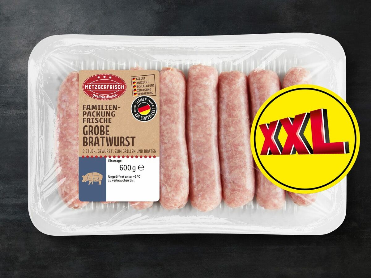 Bild 1 von Metzgerfrisch Frische Grobe Bratwurst XXL, 
         600 g