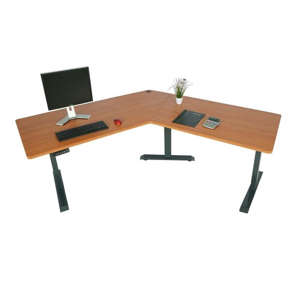 Bild 1 von Schreibtisch MCW-D40, Computertisch, 120° elektrisch höhenverstellbar ~ natur, anthrazit-grau