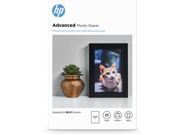 Bild 1 von HP Advanced Fotopapier glänzend, 250 g/m2, 10 x 15 cm (101 x 152 mm), 25 Blatt