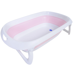HOMCOM Badewanne für Babys Ergonomische Babywanne rutschfest klappbar Kunststoff Rosa 80 x 48 x 21 cm