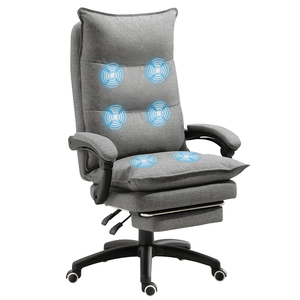 Vinsetto Bürostuhl Chefsessel Gaming Stuhl Massage-Sessel Drehstuhl mit Massagefunktion höhenverstellbar ergonomisch Nylon Grau 70 x 62 x 120-130 cm