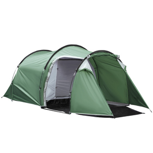 Outsunny Zelt für 2-3 Personen 190T Tunnelzelt Campingzelt mit Heringen Glasfaser Polyester Dunkelgrün 426 x 206 x 154 cm