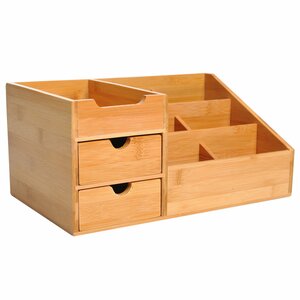 HOMCOM Schreibtischorganizer Aufbewahrungsbox Büro Box Organisation 2 Schubladen Natur L33 x B20,5 x H15,5 cm