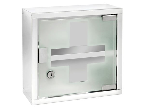 Bild 1 von Wenko Medikamentenschrank, mit abschließbarer Glastür, aus Edelstahl