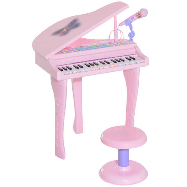 Bild 1 von HOMCOM Kinder Klavier Mini-Klavier Piano Keyboard Musikinstrument MP3 USB inkl. Hocker 37 Tasten Rosa