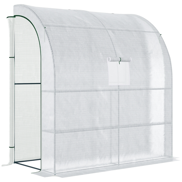 Bild 1 von Outsunny Foliengewächshaus Gewächshaus Treibhaus mit 2 Türen Pflanzenaufzucht UV-Schutz Stahl PE Weiß 200 x 100 x 213 cm