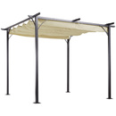 Bild 1 von Outsunny Cabrio-Pavillon Gartenpavillon mit Schiebedach per Seilzug wasserabweisend Sonnendach UV-Beständig Metall + Polyester Beige 3 x 3 x 2,3 m