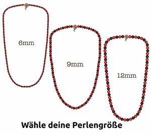 WOOD FELLAS Holz-Kette lässiger Mode-Schmuck Deluxe Pearl Necklace Schwarz/Rot