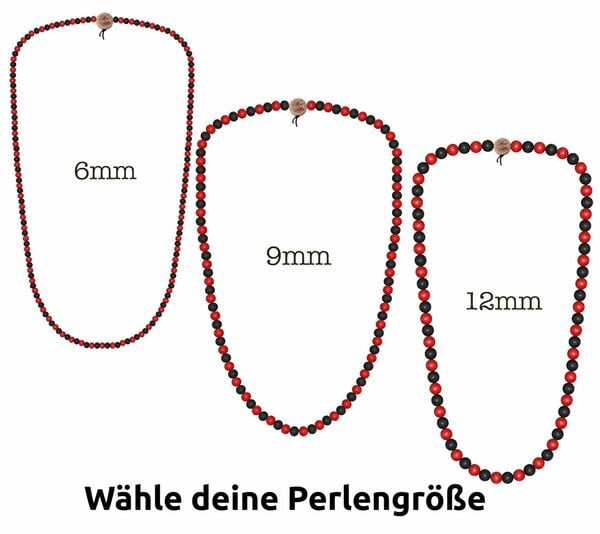Bild 1 von WOOD FELLAS Holz-Kette lässiger Mode-Schmuck Deluxe Pearl Necklace Schwarz/Rot