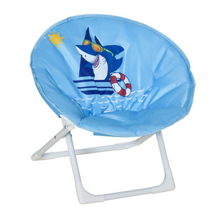 HOMCOM Campingstuhl Kinder Kinder-Klappsessel Mondstuhl Moonchair klappbar In-& Outdoor leicht zu tragen für Kinder 3-5 Jahre Stahl Blau Ø50 x 49H cm
