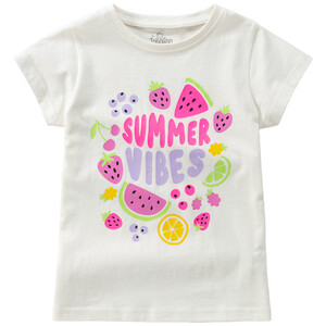 Mädchen T-Shirt mit Neon-Print WEISS