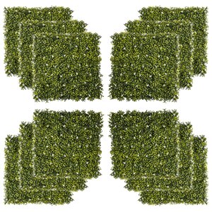 Outsunny 12 Stück künstliches Pflanzenwand Hecke 50x50 cm UV-Schutz Sichtschutz Mailänder Gras Design Heckenpflanze für Garten Outdoor Dekor