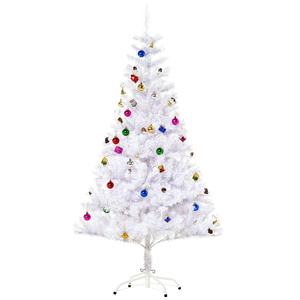 HOMCOM Weihnachtsbaum künstlicher Christbaum Tannenbaum Baum 150cm mit Ständer inkl. Dekor (150cm, weiß/Weihnachtsbaum)