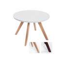 Bild 1 von CLP Design-Beistelltisch EIRIK aus Holz I Runder Teetisch mit matt weißer Tischplatte I Kompakter Couchtisch mit Holzbeinen